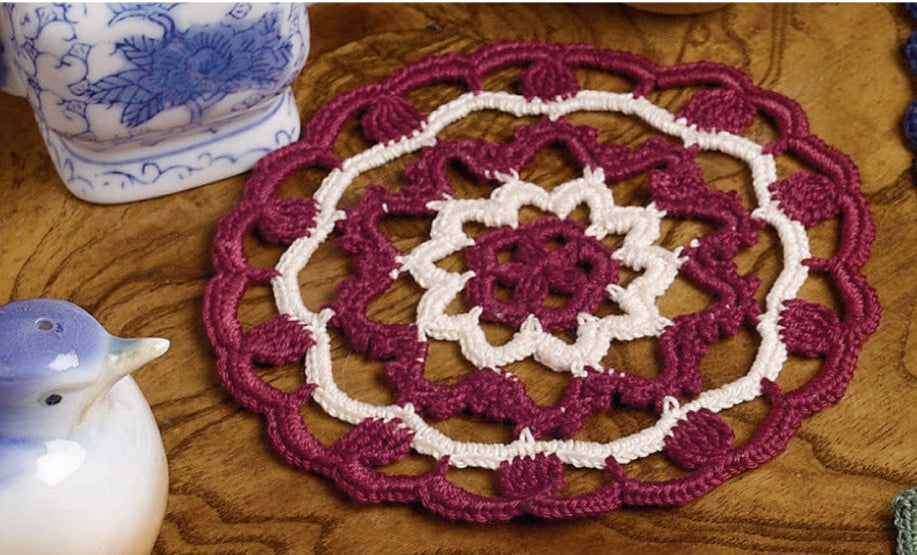 Clusters & Lace Doily Pattern - Two-Tone Starburst Coaster