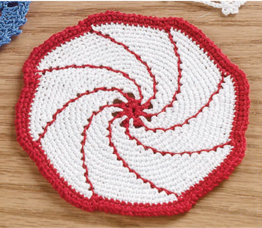 Peppermint Swirl Crochet Doily Pattern - Holiday Accent Mat