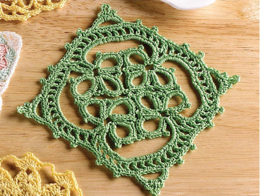 Shamrock Crochet Motif Pattern - Intricate Lacy Square Accent